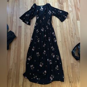 Amuse Society Floral Black Maxi Dress